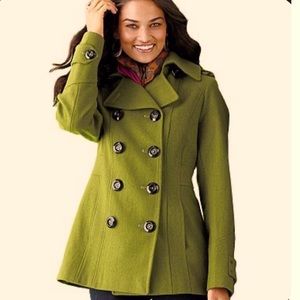 Olive Green Military Inspired Wool Blend Pea Coat from Apt. 9 | EUC